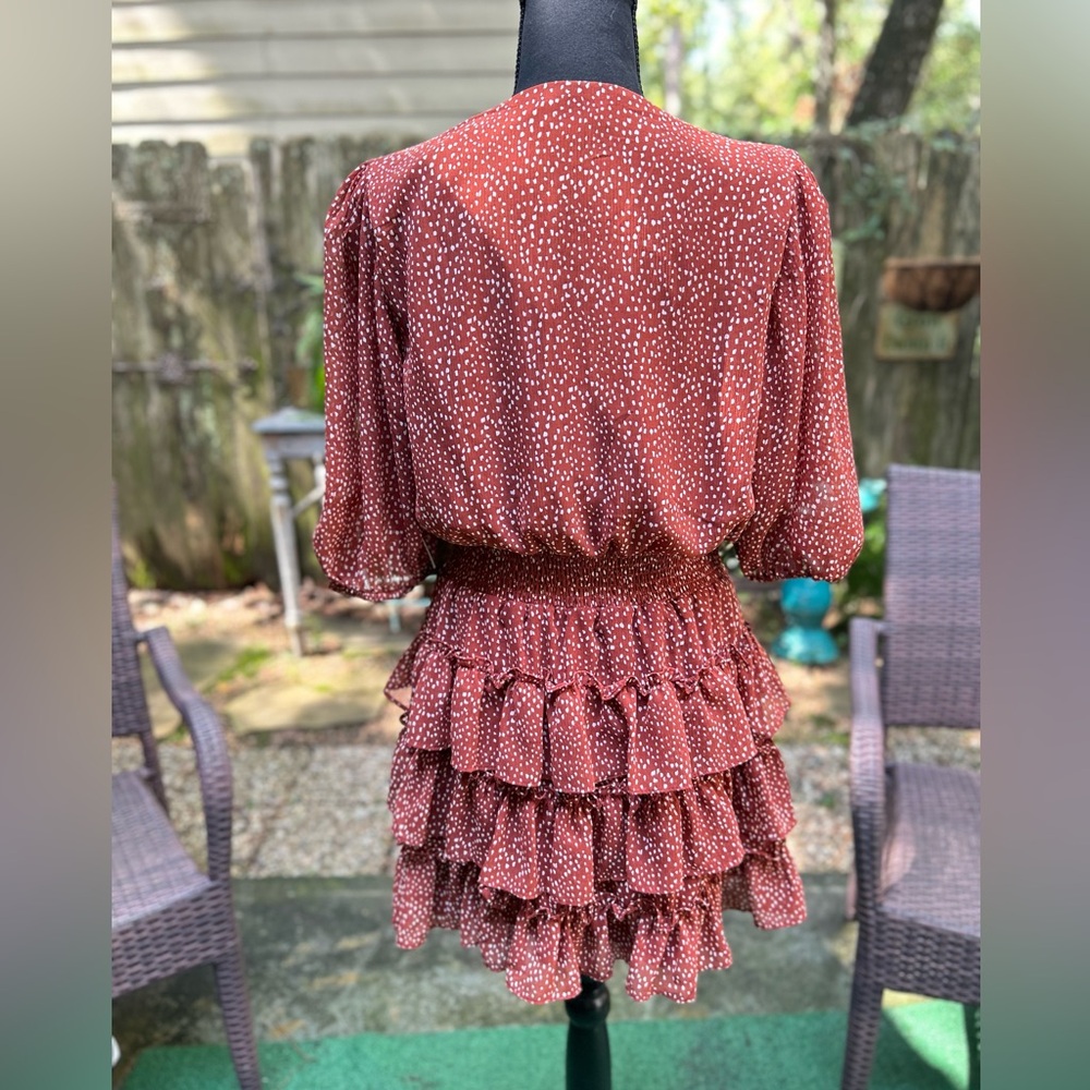 1. State Rust and White Tiered Mini Dress - Picture 3 of 7